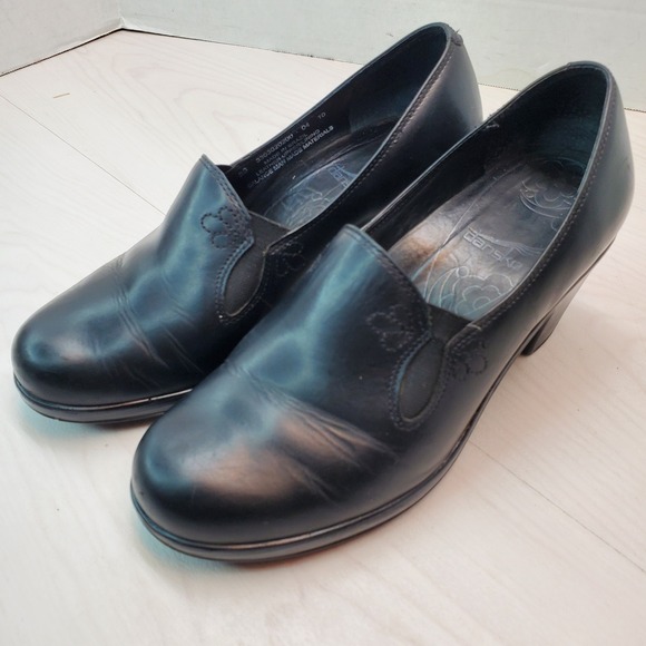 Dansko Shoes - Dansko Black Leather Slip On Block‎ Heel Loafers Women Size 38